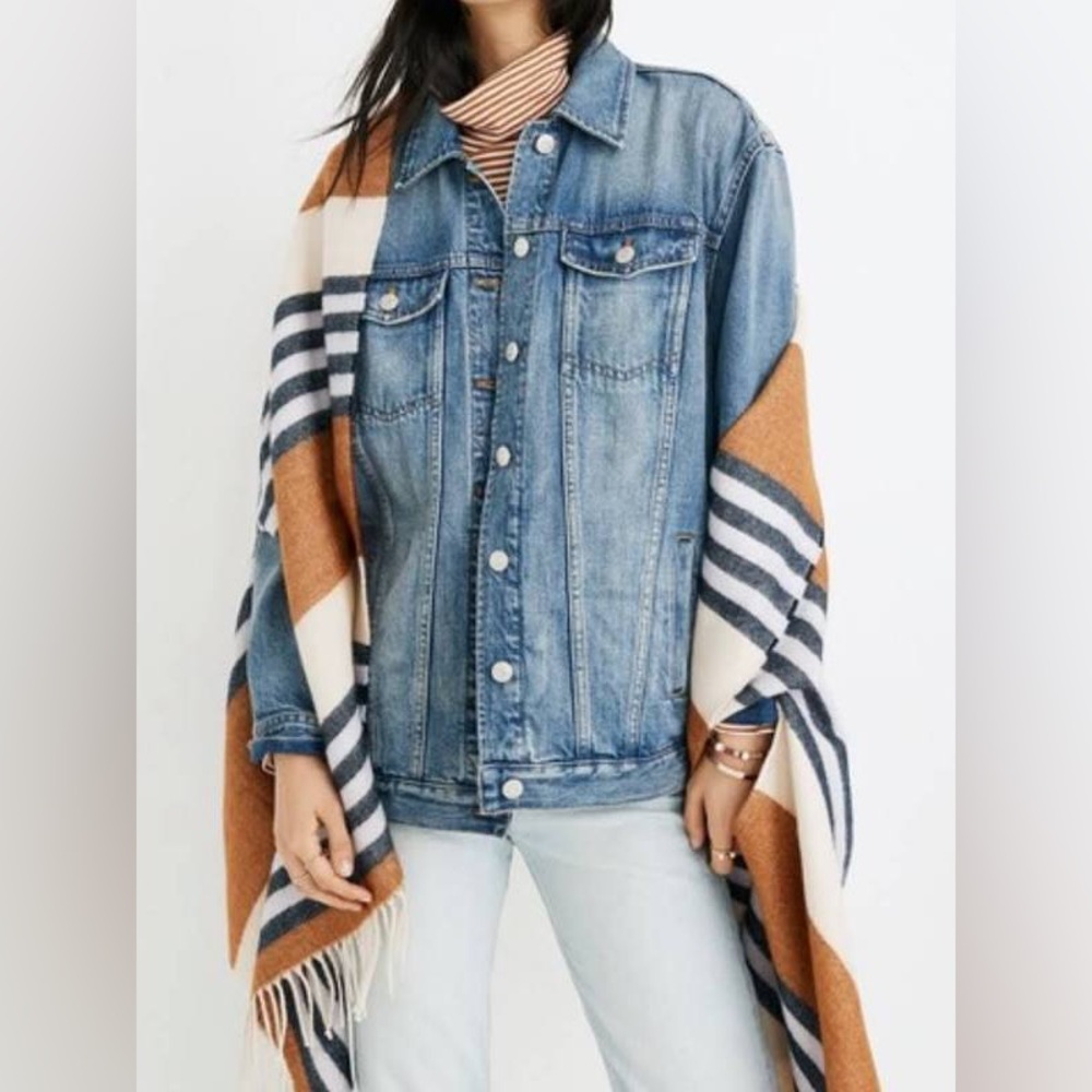 NWT Madewell Interstripe Cape Stripe Fringe Scarf